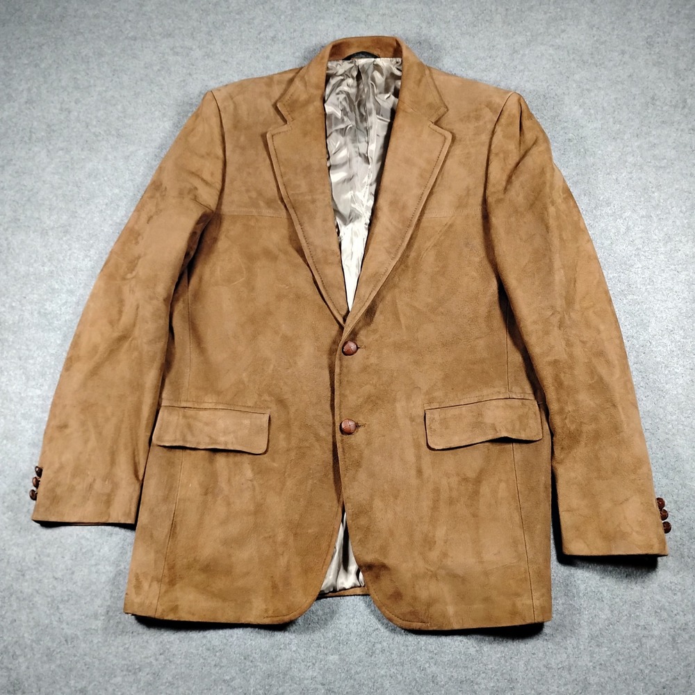 Vintage ACTWU Union Made Mens Brown Suede Leather Blazer Jacket USA Made 46